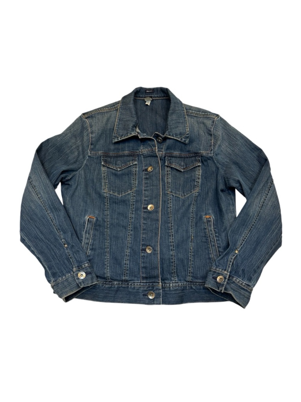 Vintage GAP Y2K Blue Denim Jean Jacket Womens  XL Western Stretch Trucker Boho